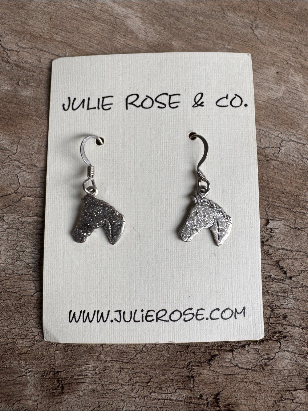 Silver Horse Head Dangle Earrings